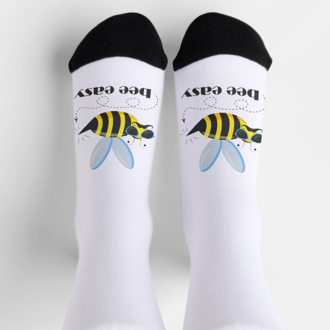 Chaussette Bee caractère avec mustache lunettes de soleil Bee (Haut)