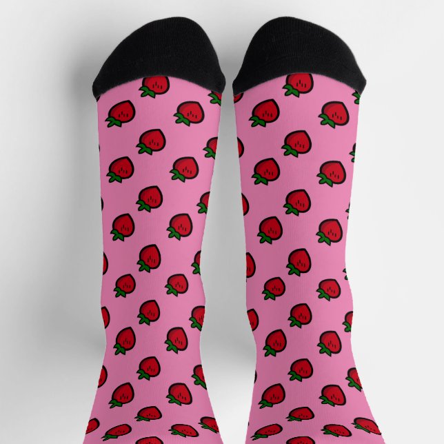 Chaussette Belle fraises caricaturales préférées rouges (Haut)