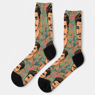 Chaussette Belle illustration masculine grisâtre
