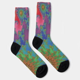 Chaussette Belle œuvre d'art fractale aux couleurs arc-en-cie