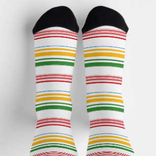 Chaussette Belle rayures vert jaune jettent oreiller