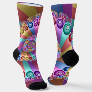 Chaussette Belles couleurs arc-en-ciel Art fractal Abstrait