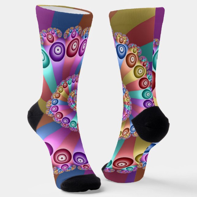 Chaussette Belles couleurs arc-en-ciel Art fractal Abstrait (Angulaire)