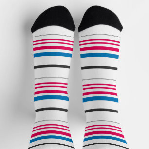 Chaussette Belles rayures blanches bleues
