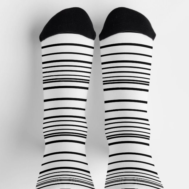 Chaussette Belles rayures blanches noires (Haut)