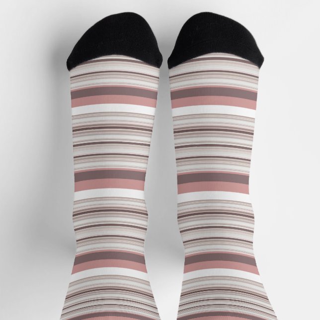 Chaussette Belles rayures brunes blanches (Haut)