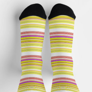 Chaussette Belles rayures jaunes blanches