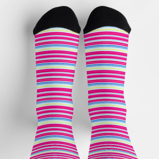 Chaussette Belles rayures rose bleue (Haut)