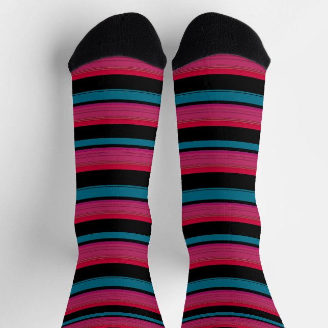 Chaussette Belles rayures rose noire (Haut)