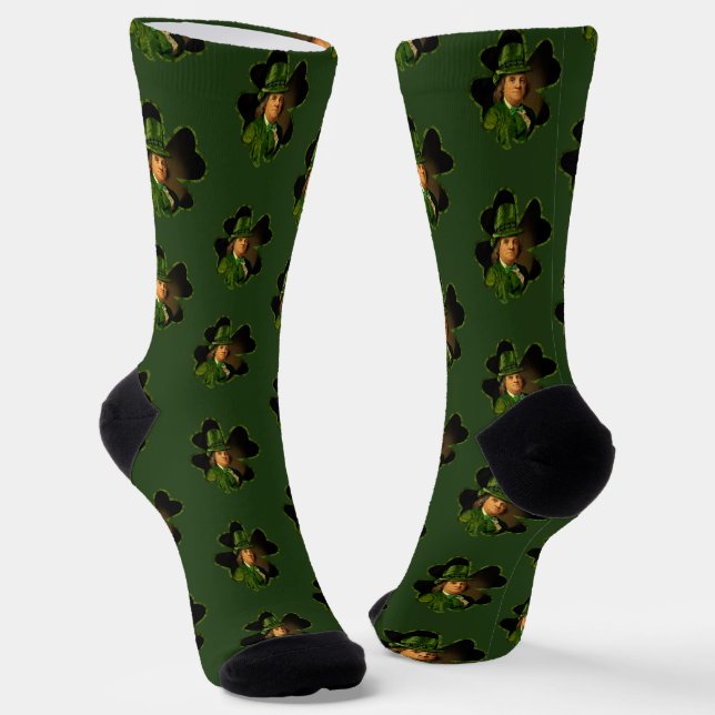 Chaussette Benjamin Franklin Clover St Patrick's Day (Angulaire)