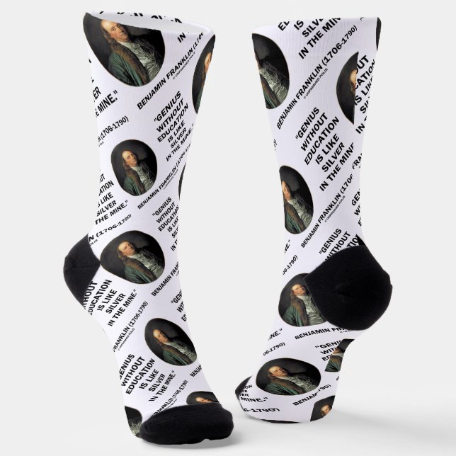 Chaussette Benjamin Franklin Genius Sans Citation D'Éducation (Angulaire)