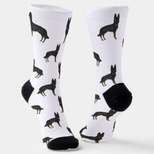 Chaussette Berger Allemand Bi-Noir Motif Chien de Dessin Anim