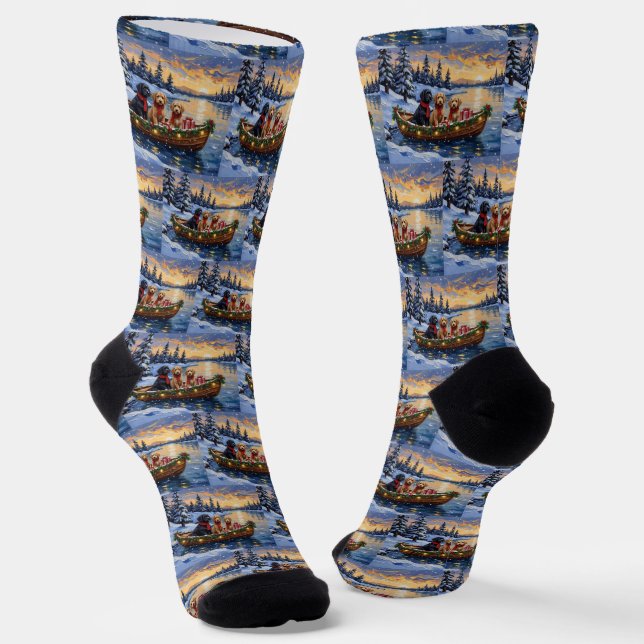 Chaussette Bernedoodle Christmas Boat Holiday (Angulaire)