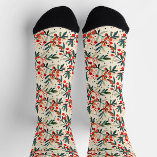 Chaussette Berries de Noël Rouge moderne