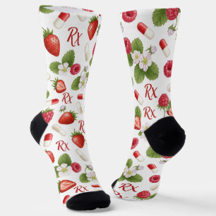 Chaussette Berry, Fleur & Pill Motif Chaussettes de pharmacie