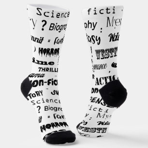 Chaussette Bibliothécaire Auteur livre Lover noir et blanc