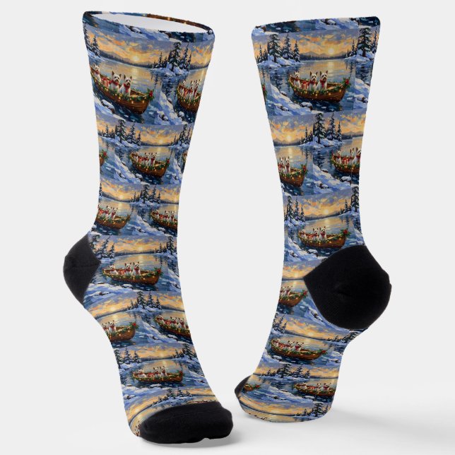 Chaussette Bichon Frise Noël Bateau Fêtes (Angulaire)