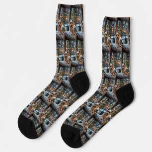 Chaussette Biewer Terrier avec lumières de Noël Vacances
