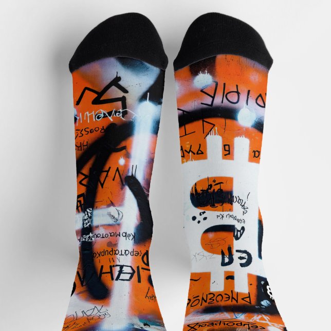 Chaussette "Bitcoin Graffiti" (Style #4) Art de rue (Haut)