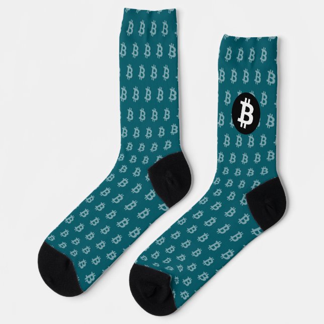 Chaussette Bitcoin Sarcelle Foncé (Style 2) (Gauche)