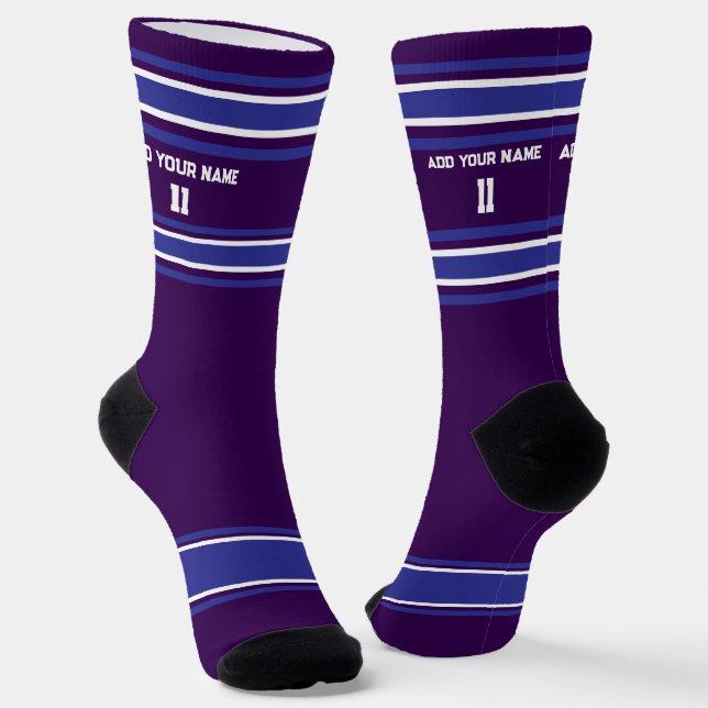 Chaussette Black and Blue Sport Jersey - Name Number Socks (Angulaire)