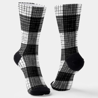 Chaussette Black and White Bold Checkered Plaid Design 