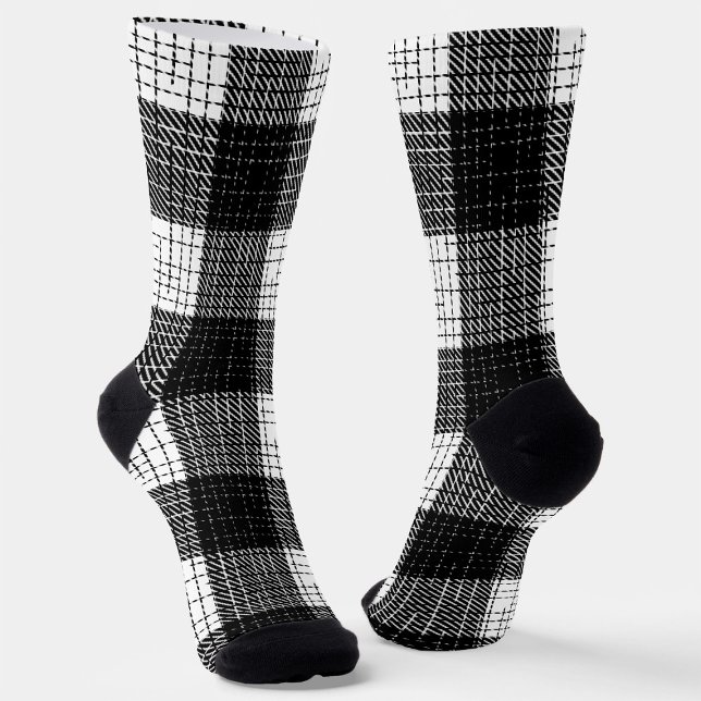 Chaussette Black and White Bold Checkered Plaid Design  (Créateur téléchargé)