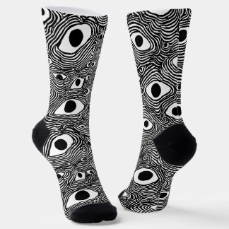 Chaussette Black and White Psychedelic Design 
