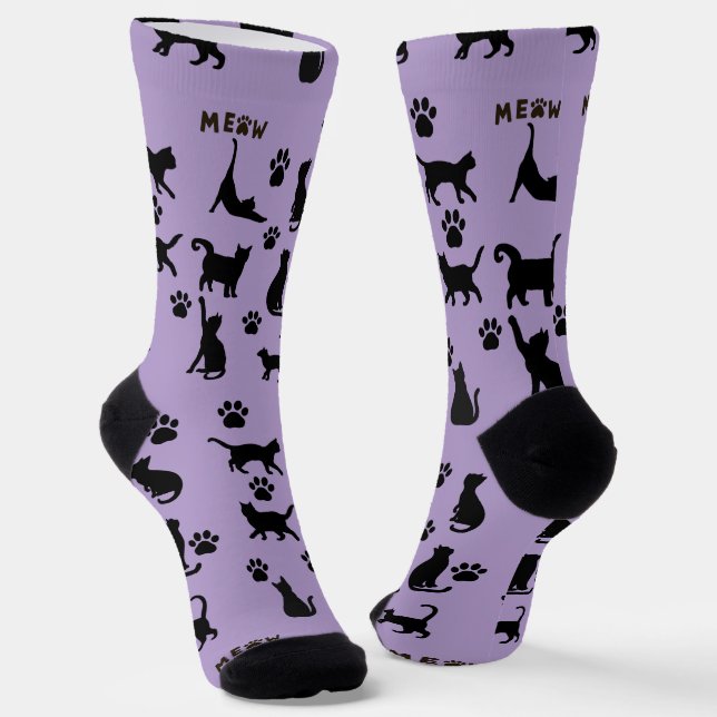 Chaussette Black and White Tuxedo Cat Patterned Socks Gift (Angulaire)