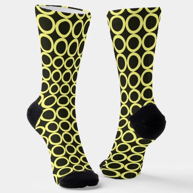 Chaussette Black and Yellow Circle Crazy Chaussettes Art (Angulaire)