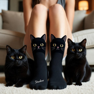 Chaussette Black Cat Socks Gift for Cat Mom & Cat Dad Lovers