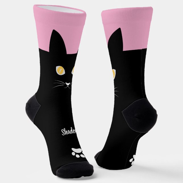 Chaussette Black Cat Socks Gift for Cat Mom & Cat Dad Lovers (Angulaire)