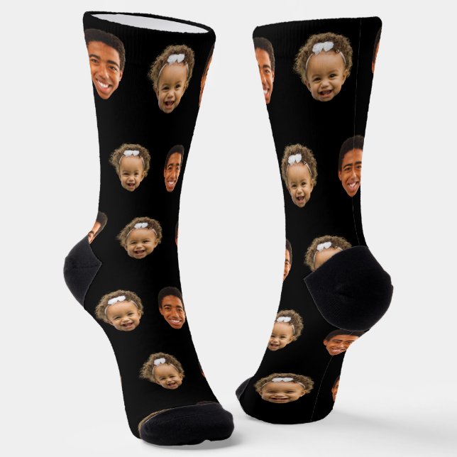 Chaussette Black Funny Custom 2 Face Photo Maman (Angulaire)