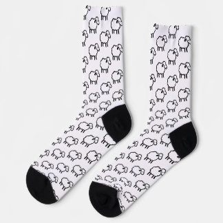 Chaussette Black Line Sheep – Cozy Animal Ink Design on