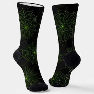 Chaussette Black neon vert toile d'araignée Halloween motif