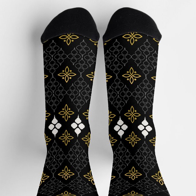 Chaussette Black socks featuring a gold and white pattern  (Créateur téléchargé)