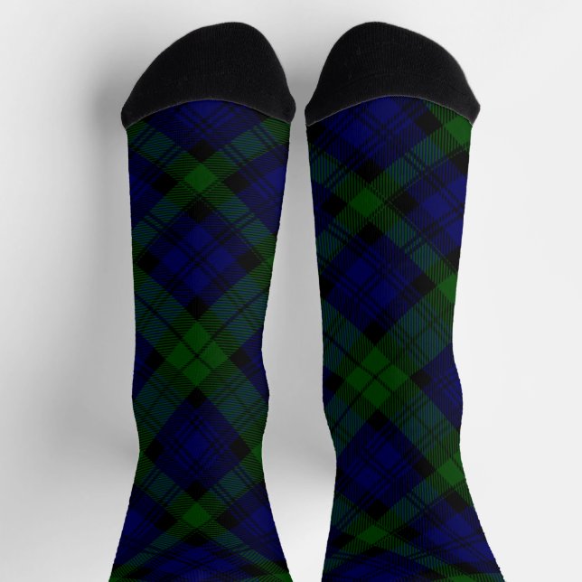 Chaussette Black Watch Tartan bleu vert Plaid (Haut)