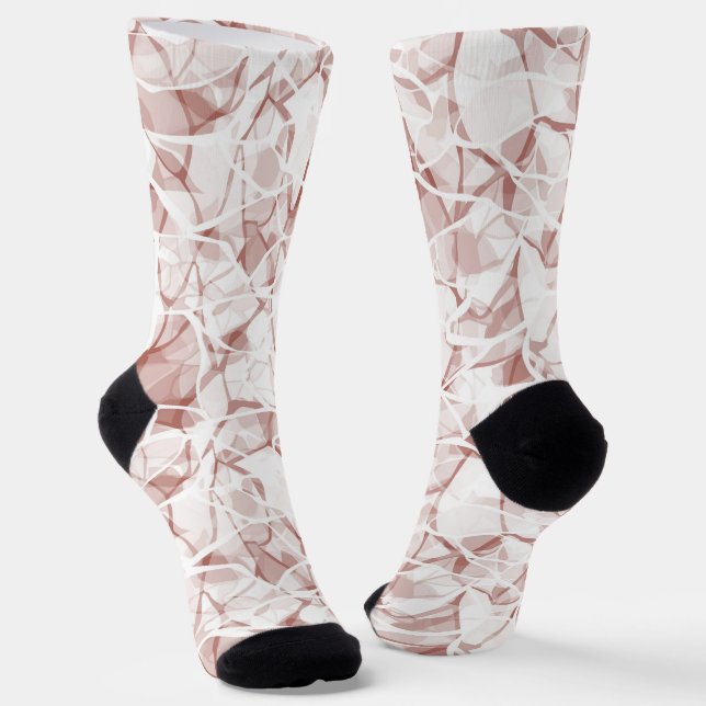 Chaussette blanc beige abstrait moderne motif (Angulaire)