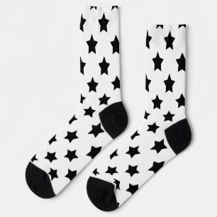 Chaussette Blanc Black Stars Motif décoratif
