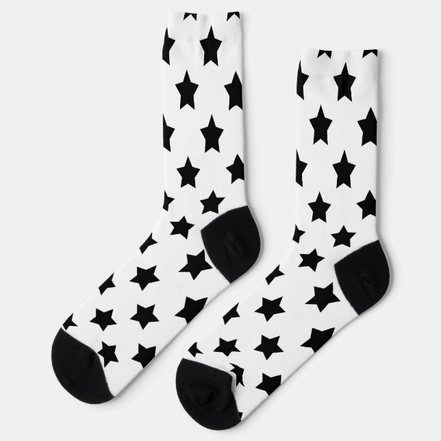 Chaussette Blanc Black Stars Motif décoratif (Gauche)