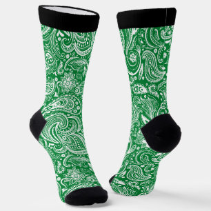 Chaussette Blanc et vert vintage Paisley motif
