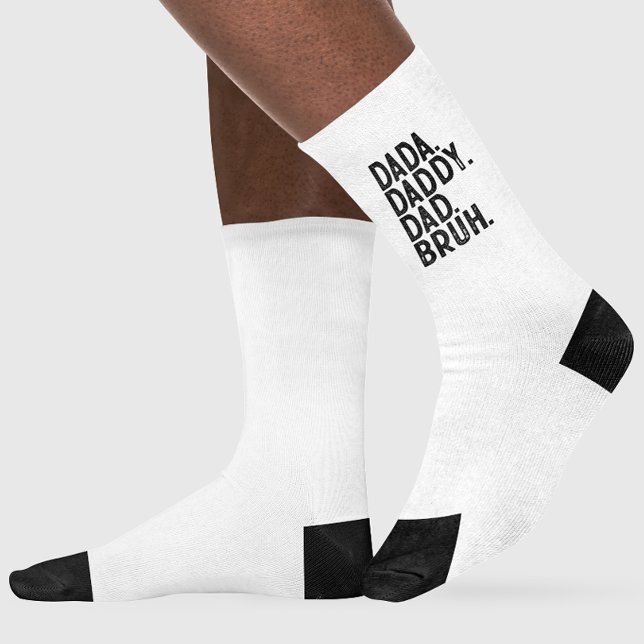 Chaussette Blanc noir DADA DADDY DAD BRUH FÊTE DES PÈRES (Créateur téléchargé)