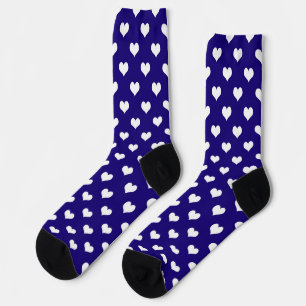 Chaussette Bleu Blanc amour Coeur Motif Design