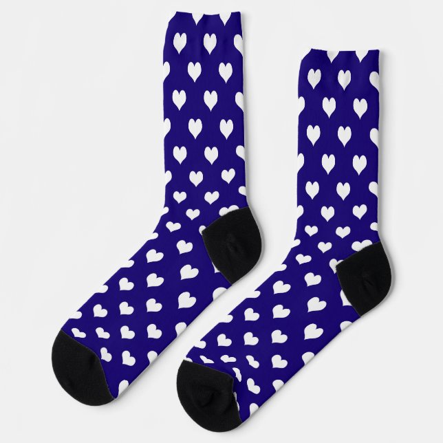 Chaussette Bleu Blanc amour Coeur Motif Design (Gauche)