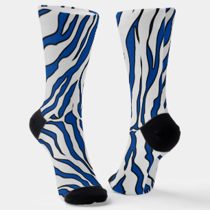 Chaussette Bleu Clair Et Blanc Tiger Stripes Poster de animal