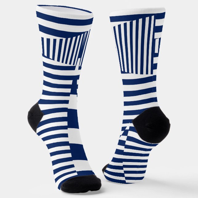 Chaussette Bleu et blanc sur bandes (Angulaire)