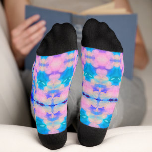 Chaussette Bleu et rose Gradient Pastel Bubble Art