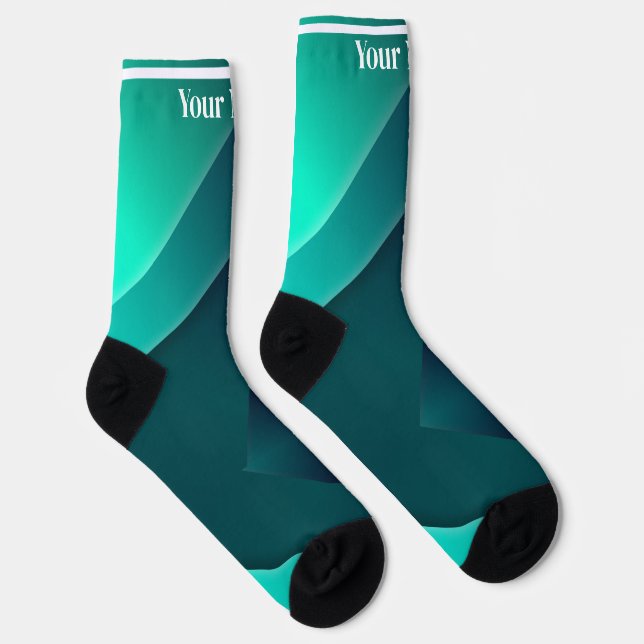 Chaussette Bleu et vert | Nom personnalisé (Droite)