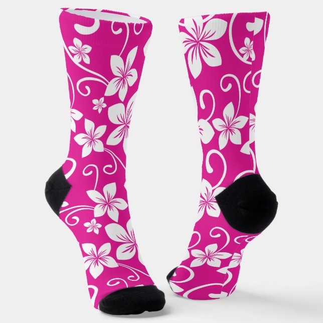 CHAUSSETTE BLEU HAWAII (ROSE CHAUDE) (Angulaire)