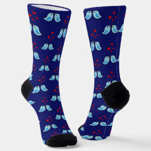 Chaussette Bleu mignon Petits Oiseaux sur bleu